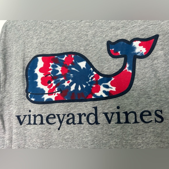 Vineyard Vines Short Sleeve T-shirt Red White Blue Tie Dye Whale- Size Men’s S - Picture 4 of 5